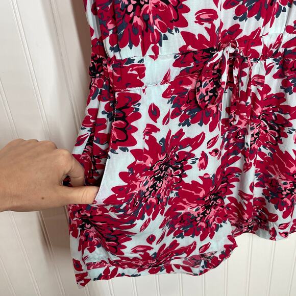Splendid Red Mediterranean Blossom Drawstring Romper Playsuit Size M - Picture 4 of 11